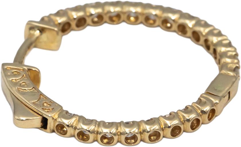 14k Gold VS Round Bezel Set Diamond Inside Out Circle Hoop Earrings 1.50CT