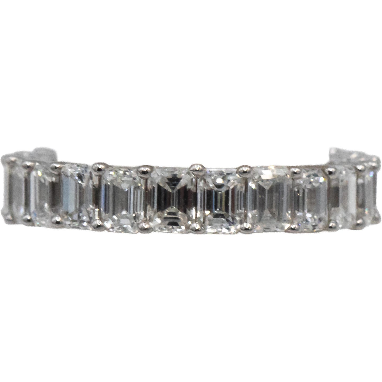 18k White Gold VS Emerald Cut Diamond Eternity Band Ring 4.25CT Size 6.5