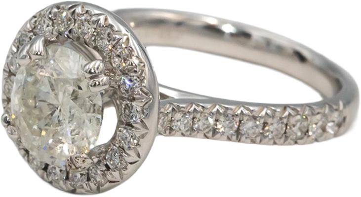 18k White Gold VS Round Diamond Halo Ring 2.31CT w/ 1.71CT Center Size 6.25