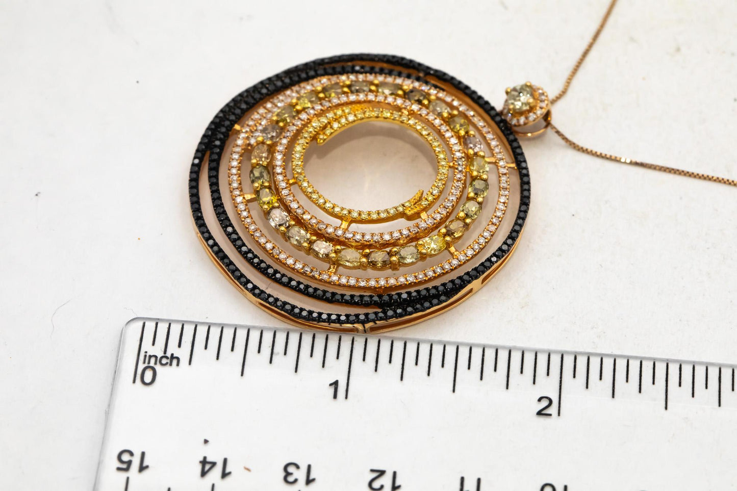 CGL Certified 18k Rose Gold Multi-Color Round Diamond Pendant Necklace 4.55CT