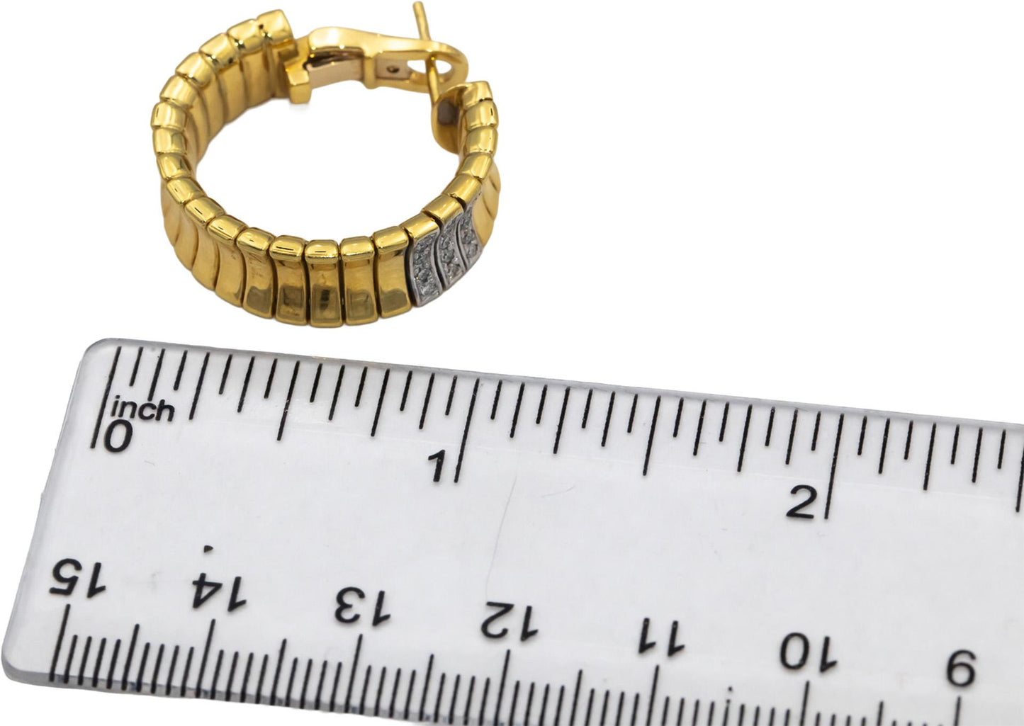 CHIMENTO 18k Yellow & White Gold Round VS Diamond Hoop Earrings 0.15CT