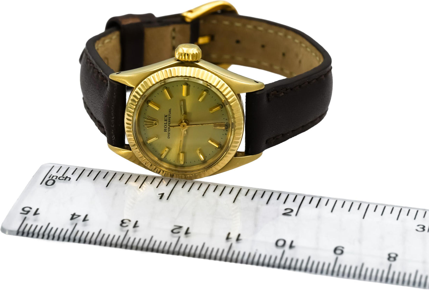 ROLEX Vintage 14k Yellow Gold Lady Oyster Perpetual Manual Winding Watch