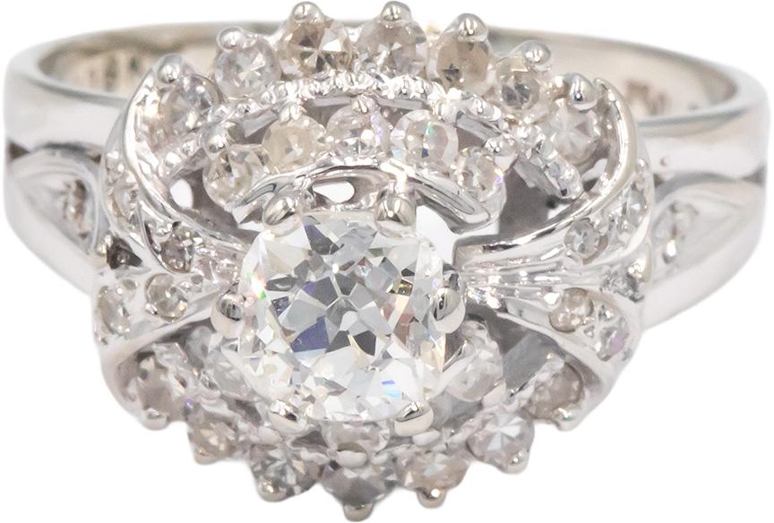 Vintage Antique 18k Gold 1.15CT Diamond Engagement Ring Sz 6.75 w/ .70CT Center