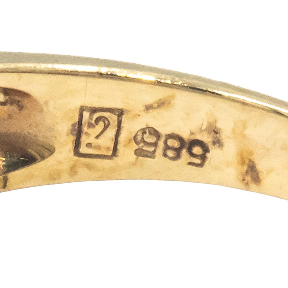 14k Yellow Gold 0.08CT Diamond Screw Motif Band Ring Size 7