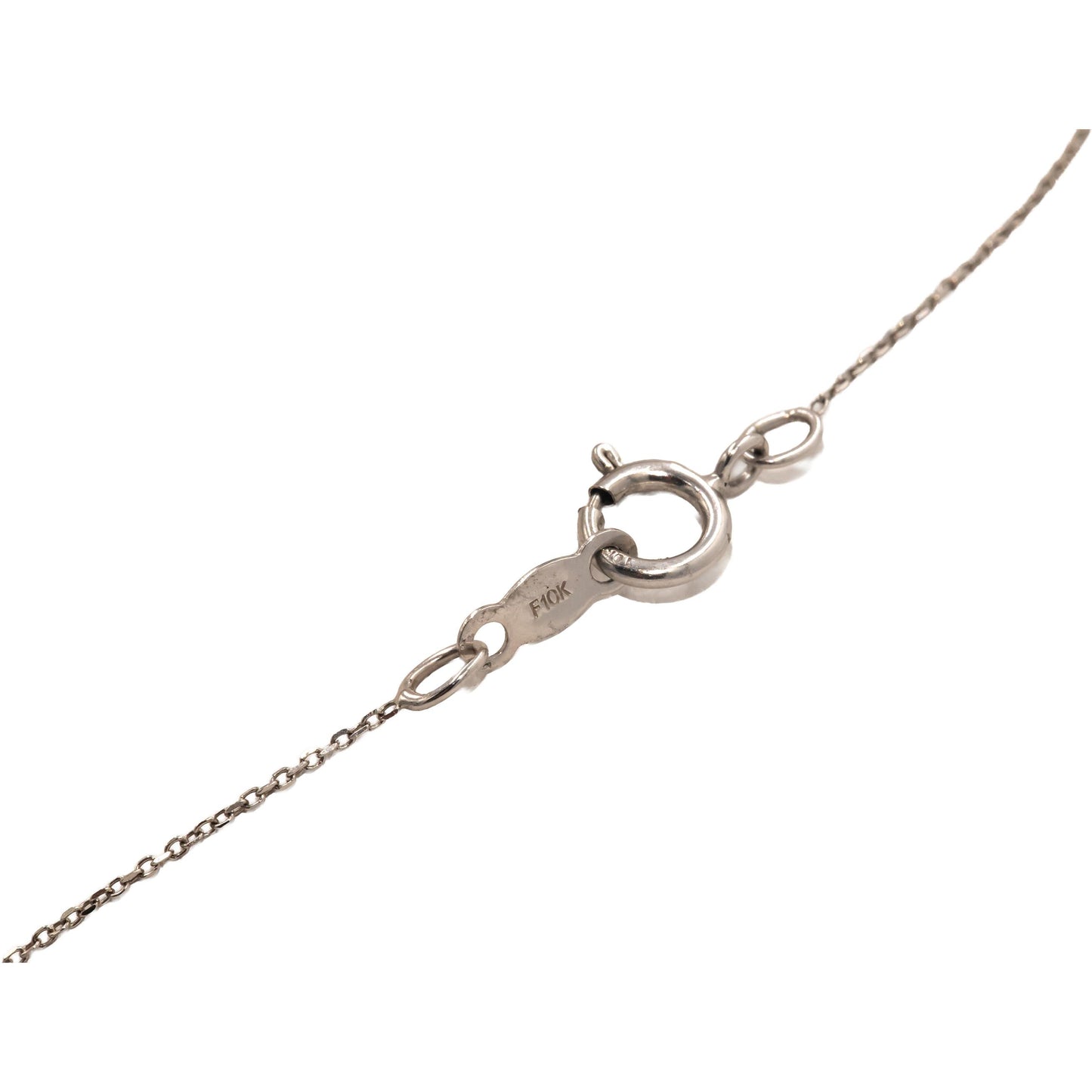 10K White Gold 1.0CT Round & Baguette Cluster Drop Dangle Pendant Necklace