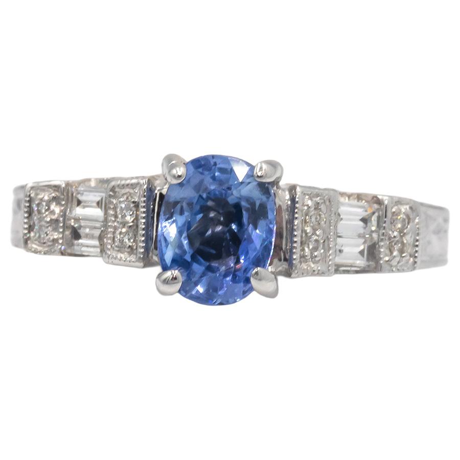 18k White Gold 1.05CT VS Diamond and Tanzanite Cocktail Ring Size 7
