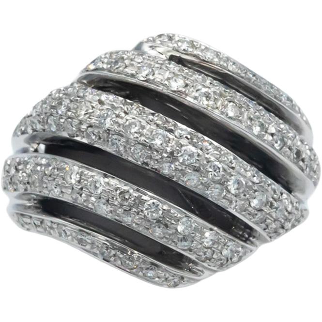 18k White Gold Round Diamond Cluster Cocktail Ring 1.0CT Size 6.75