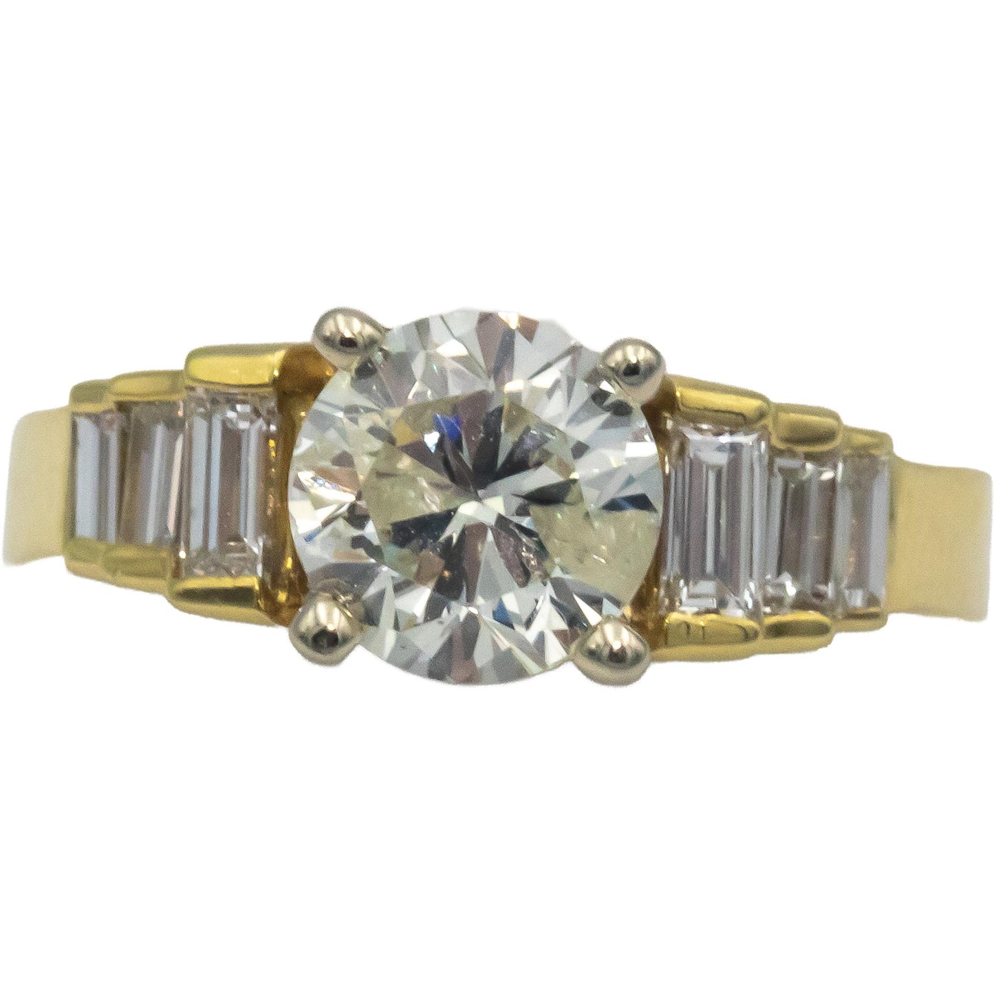 18k Yellow Gold 2.20CT Diamond Engagement Ring w/ 1.70CT Center Size 7.5