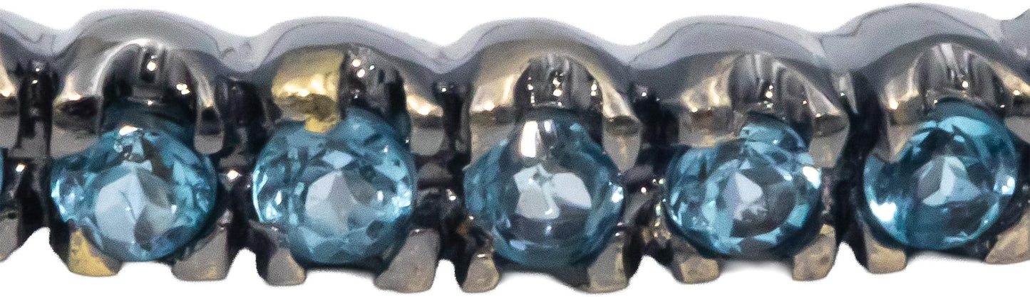 18k White Gold 3.0CT Round Cut Aquamarine Stackable Bangle Bracelet