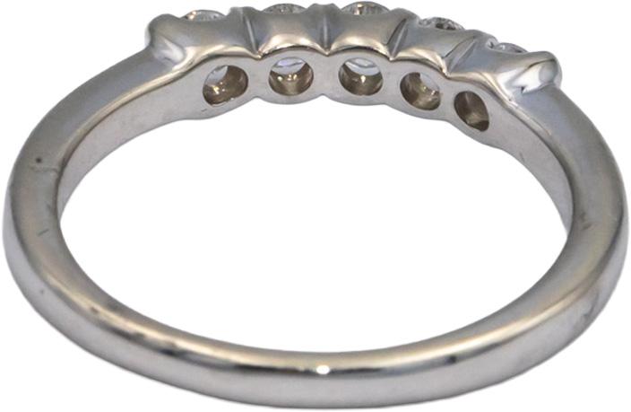 18k White Gold 0.30CT VS Round Cut Diamond Five Stone Band Ring Size 6.25