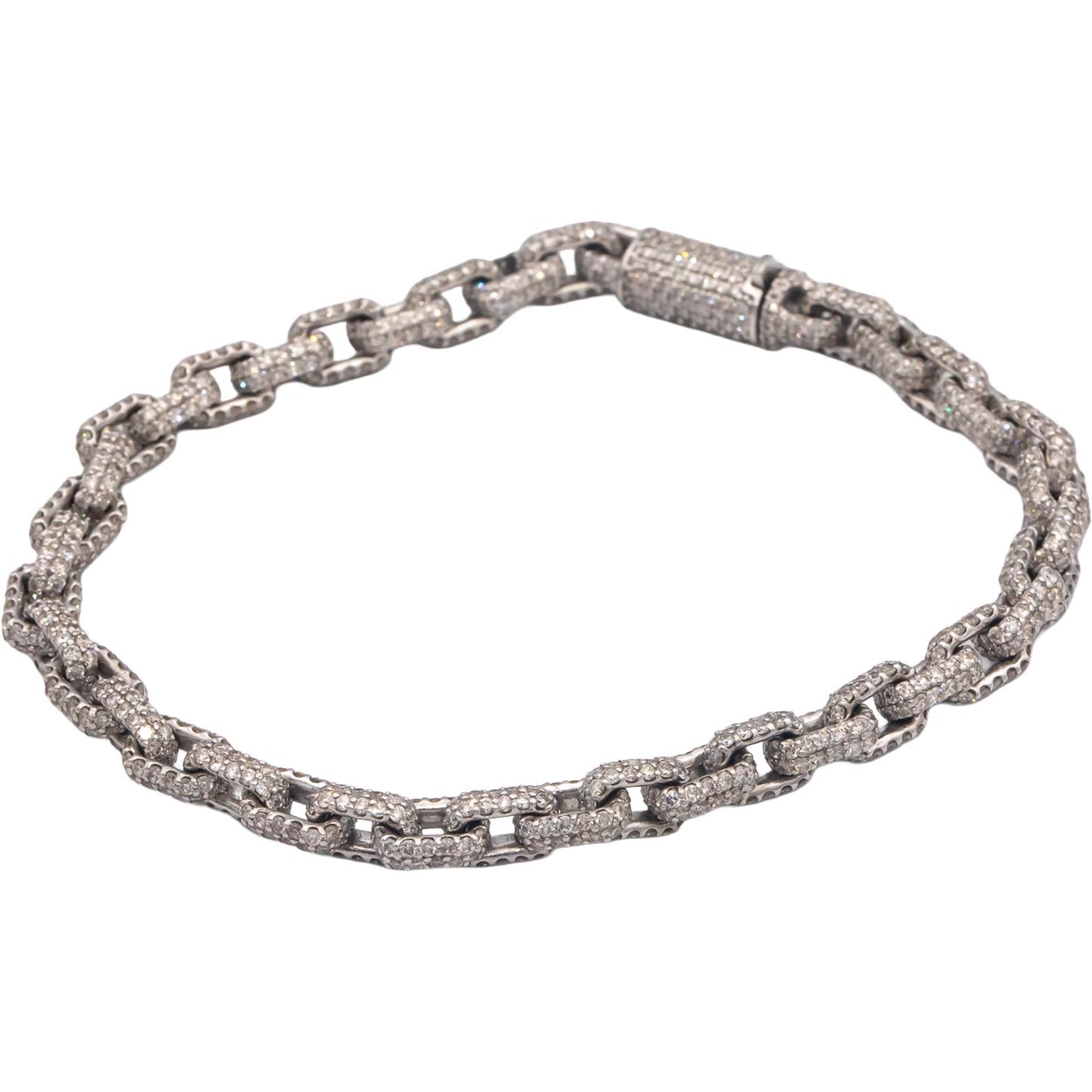 Round Cut Diamond 14k White Gold Pave Anchor Link Bracelet 12.35CT