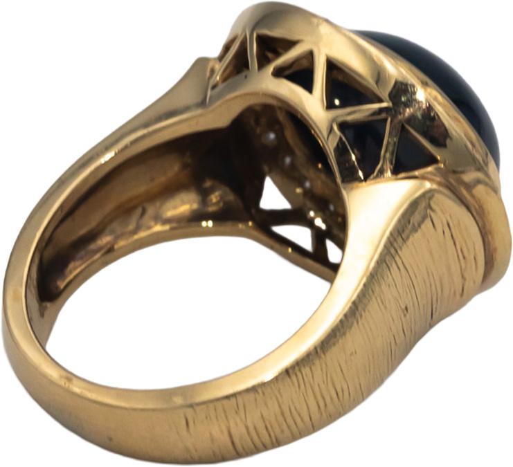 14k Yellow Gold 10.0CT Diamond and Cabochon Sapphire Cocktail Ring Size 6.25