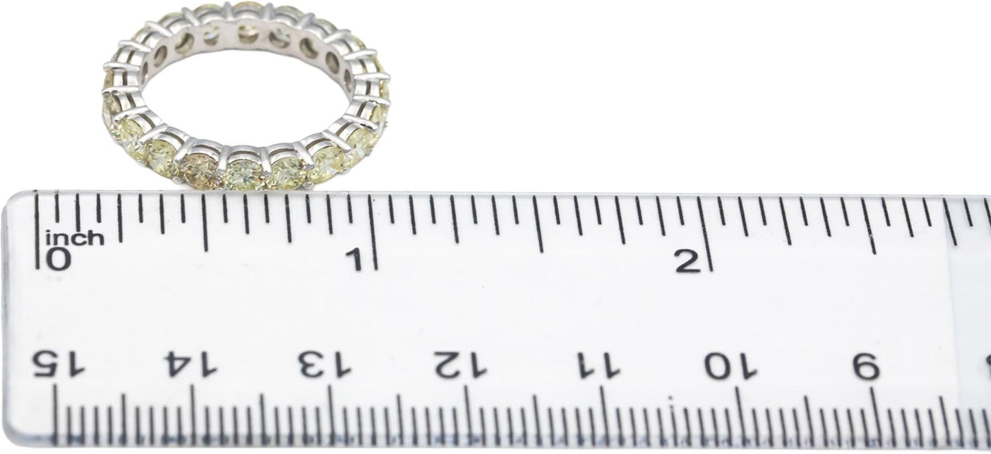 18k White Gold VS Light Yellow Diamond Eternity Band Ring 3.15CT Size 6.5