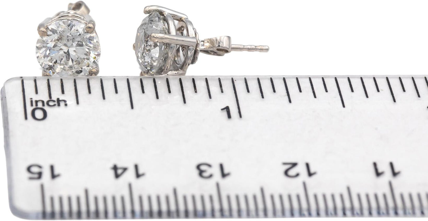 Round Cut Diamond 14k White Gold Jewelry Stud Earrings 4.01CT