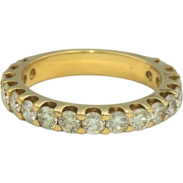 18k Yellow Gold 1.51CT Round Cut Diamond Half-Eternity Band Ring Size 6.5