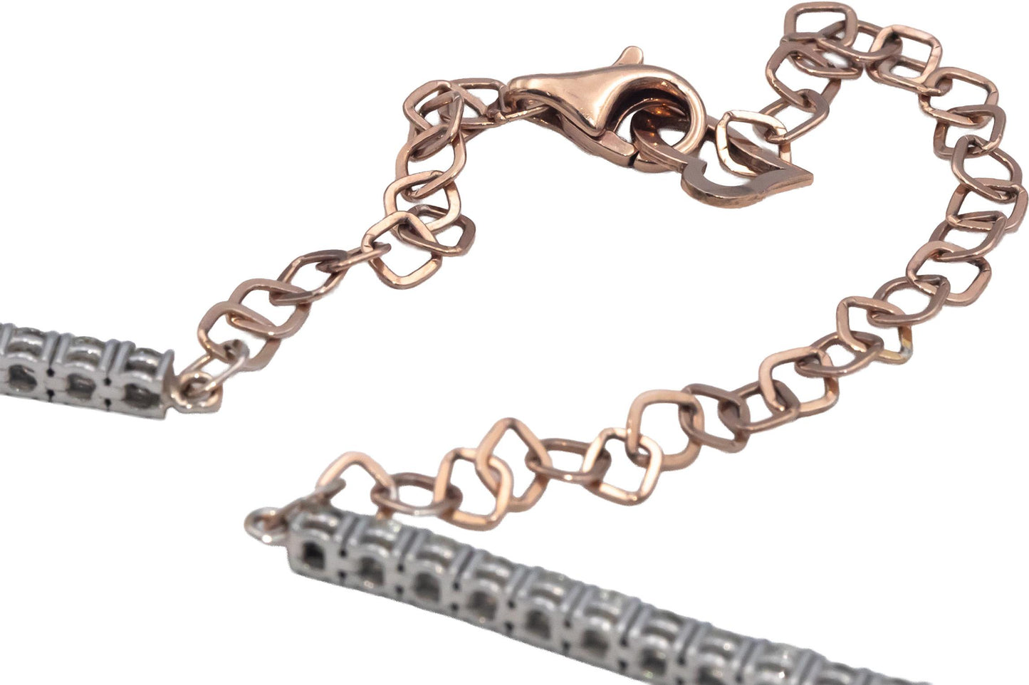 14k White & Rose Gold Round Cut Diamond Tennis Choker Necklace 16.5" Long 6.25CT