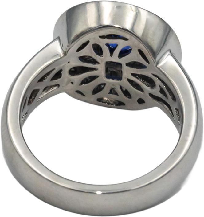 18k White Gold 1.25CT Diamond and Blue Sapphire Halo Ring Size 6.5