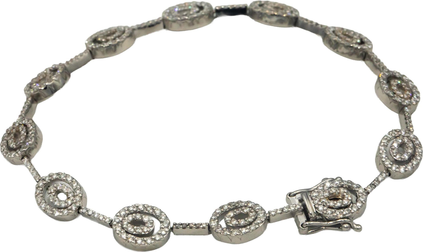 18k White Gold Jewelry Round Diamond Oval Link Bracelet 2.25CT