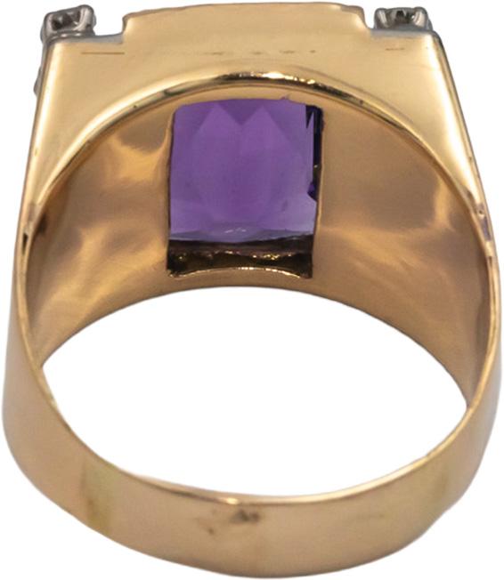 Vintage 14k Yellow Gold 3.25CT Diamond and Amethyst Ring Size 6.25