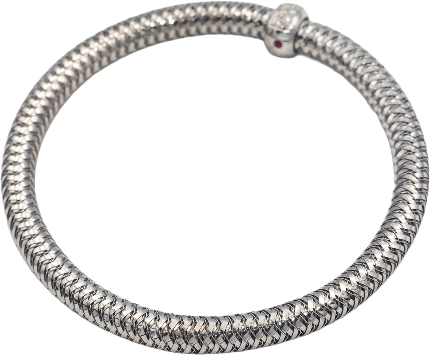 ROBERTO COIN 18k White Gold Primavera Flexible Bracelet w/ Diamond Station