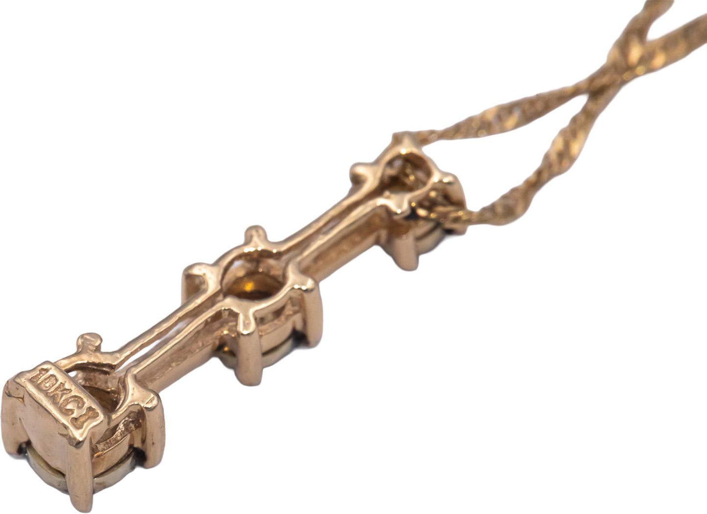 10k Yellow Gold 0.03CT Diamond Past Present Future Pendant Necklace