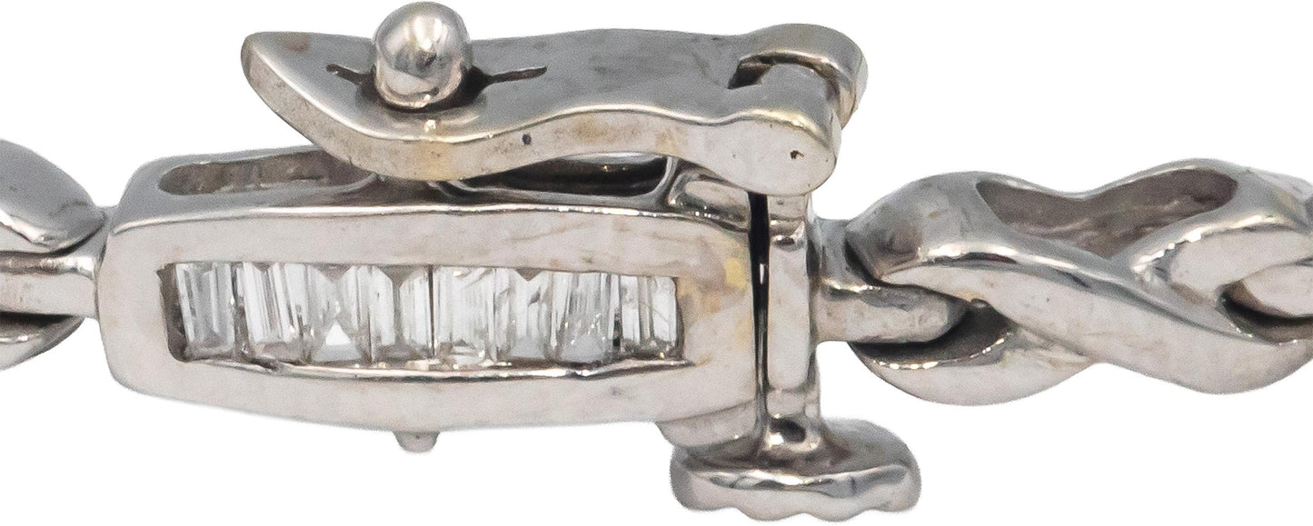 14k White Gold 1.50CT Baguette and Princess Cut Diamond Channel Set Bracelet