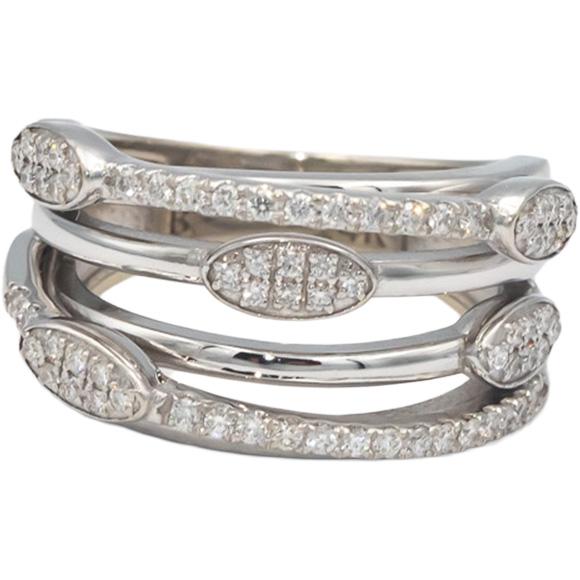 14k White Gold 0.50CT VS Round Cut Diamond Multi-Band Ring Size 5.75