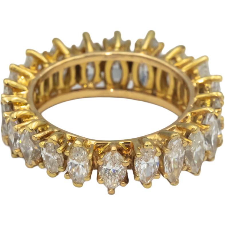 18k Gold VS Marquise Cut Diamond Graduated Eternity Band Ring 5.39CT Size 6.25