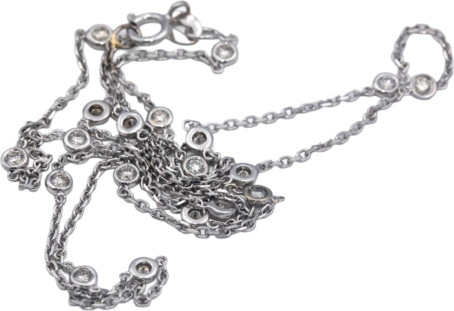 14k White Gold 0.60CT VS Round Cut Diamond By The Yard Necklace Chain