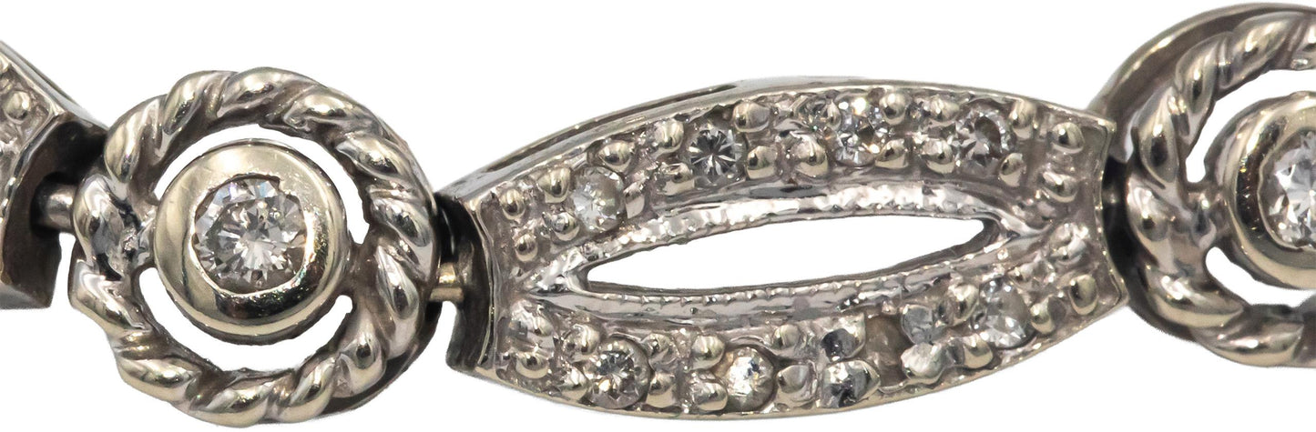 Diamond Round Cut 14k White Gold Jewelry Fancy Link Bracelet 1.0CT