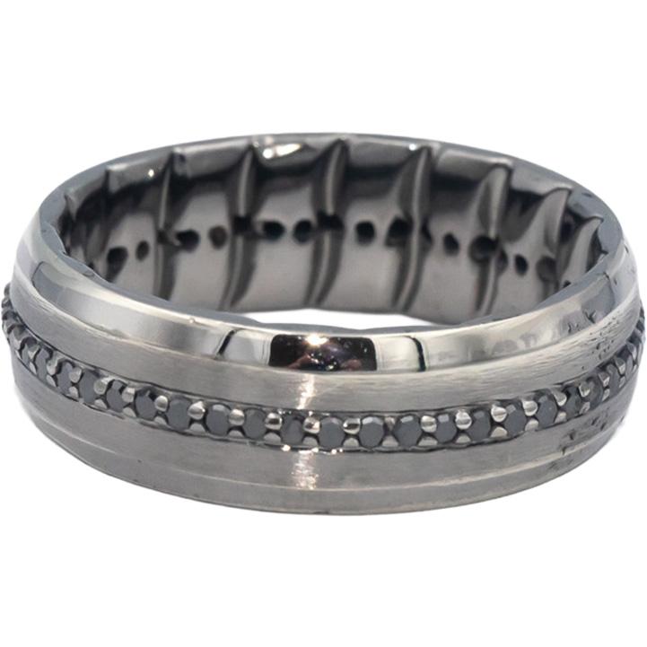 10k Black Gold Round Cut Black Diamond Men's Eternity Ring 0.50CT Size 10.75