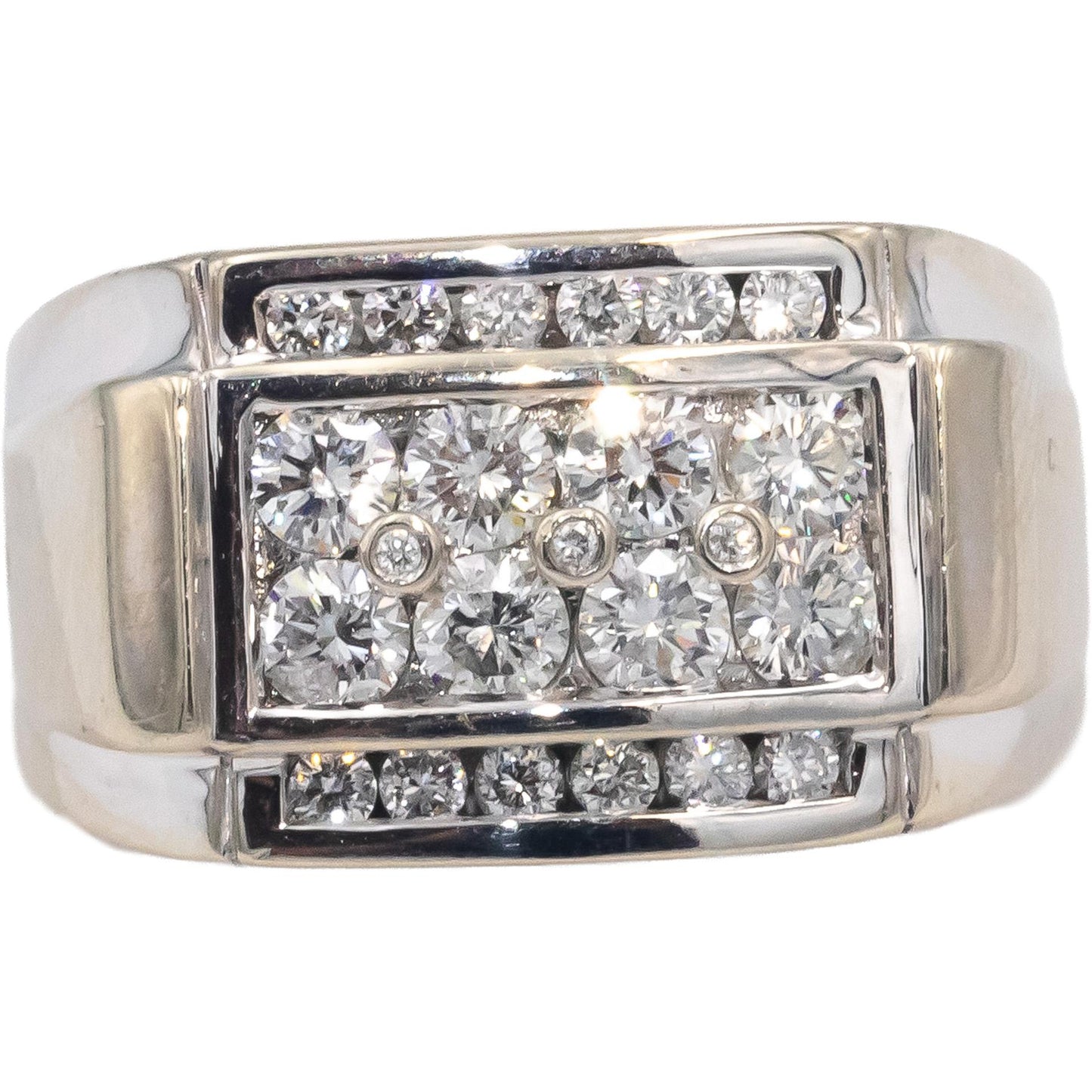 14k White Gold Round Cut VS Diamond Men's Ring 1.50CT Size 11.25