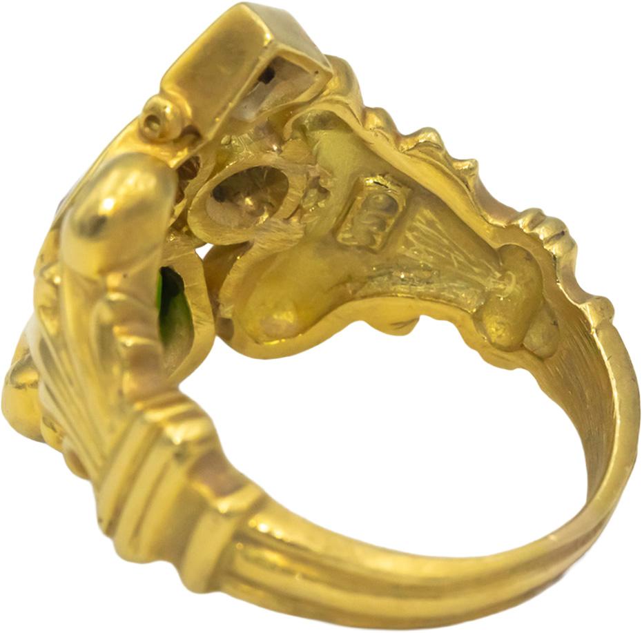 14k Yellow Gold Diamond Tourmaline Amethyst Tsavorite Cocktail Ring .10CT Size 6