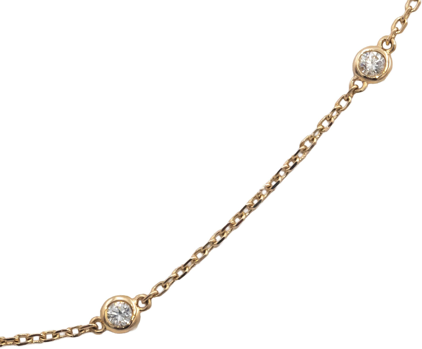 14k Yellow Gold VS Round Bezel Set Diamond By The Yard Necklace Chain 0.50CT