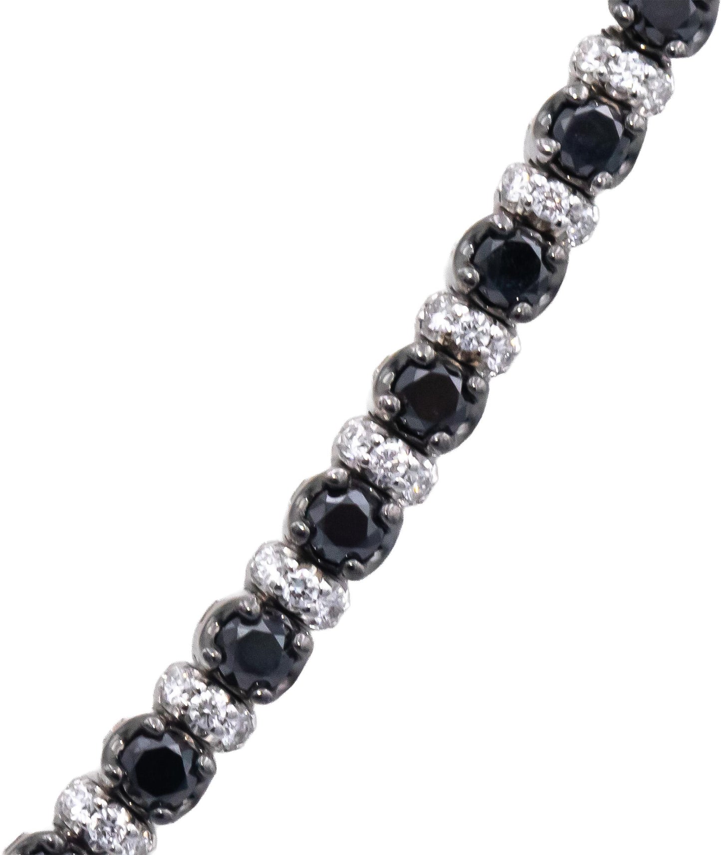 14k White Gold Lab-Grown Diamond Natural Black Diamond Tennis Necklace 10.0CT