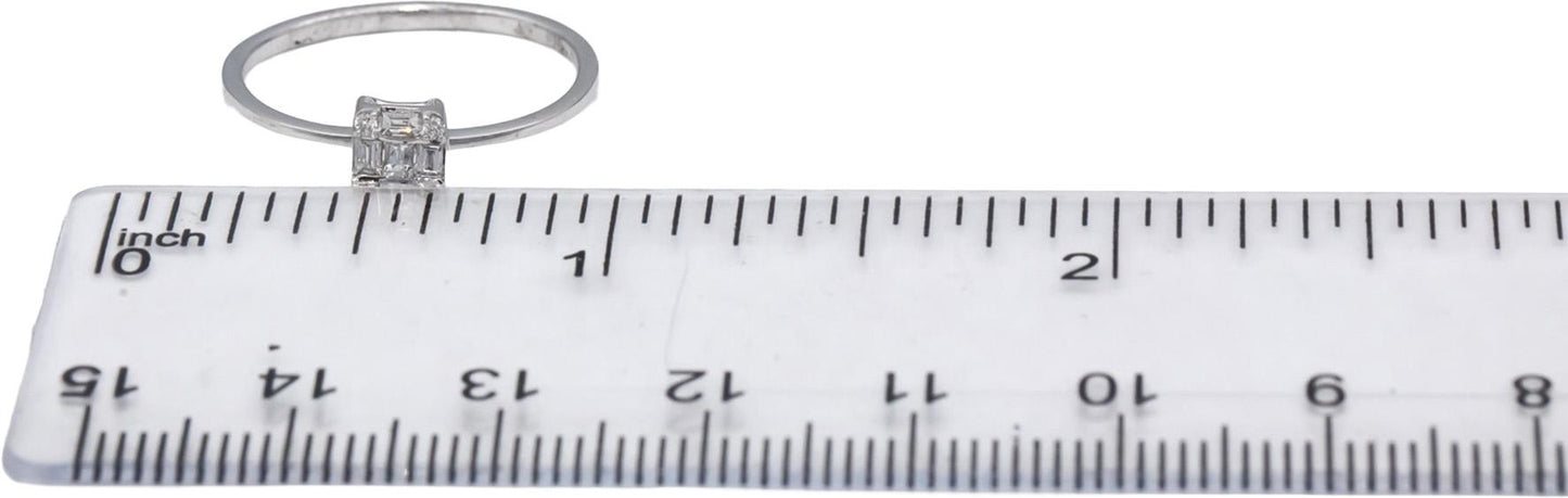 18k White Gold VS Emerald & Round Diamond Band Ring 0.20CT Size 7