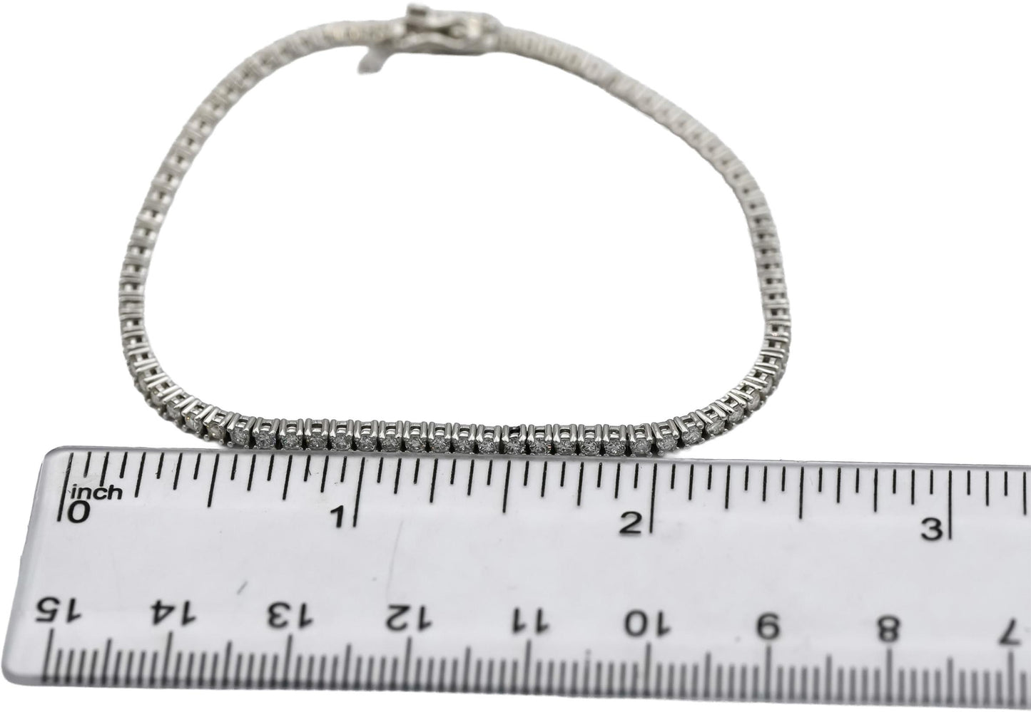 14k White Gold Round Diamond Tennis Bracelet 2.10CT