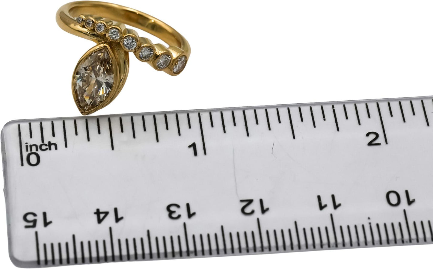18k Yellow Gold Round & Marquise Diamond Ring 1.45CT w/ 1.15CT Center Size 6