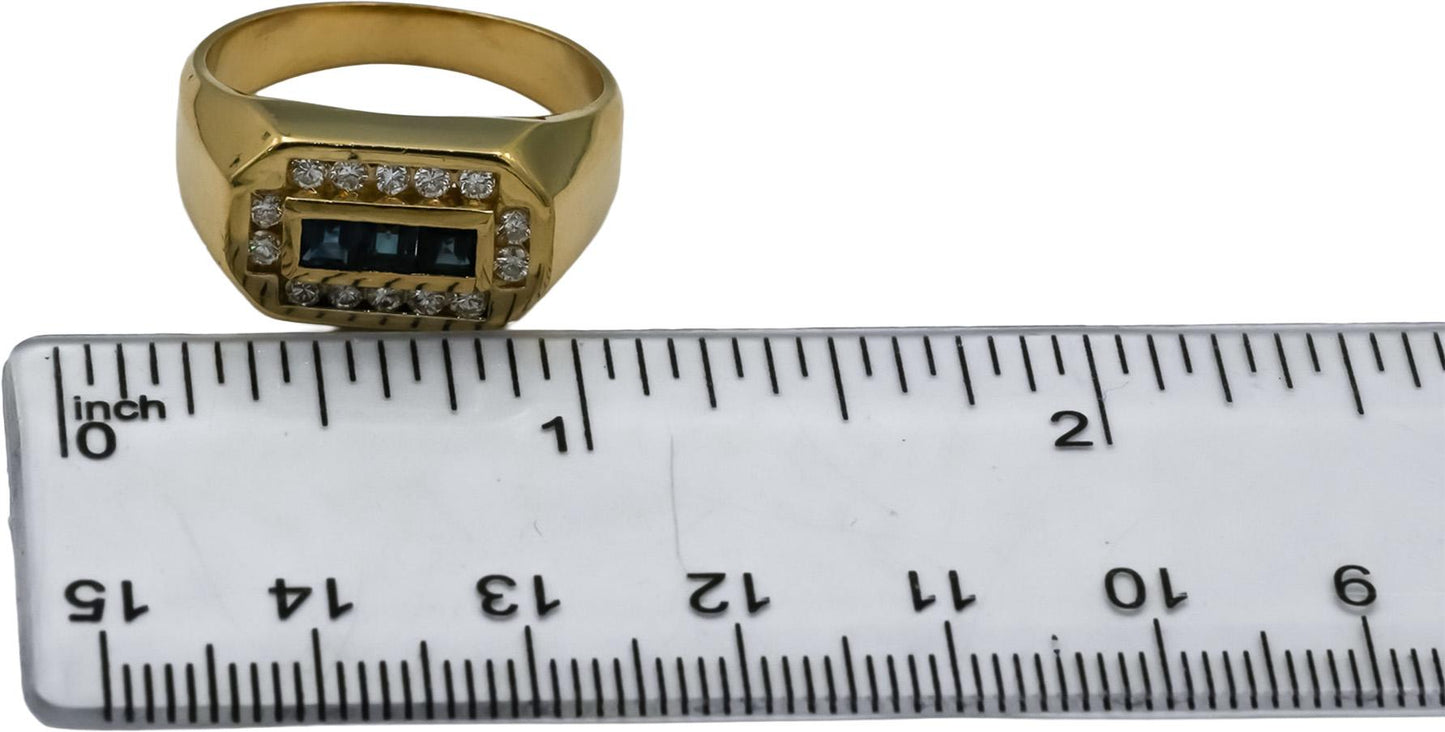 14k Yellow Gold VS Diamond and Sapphire Men's Band Ring 0.70CT Size 9.5
