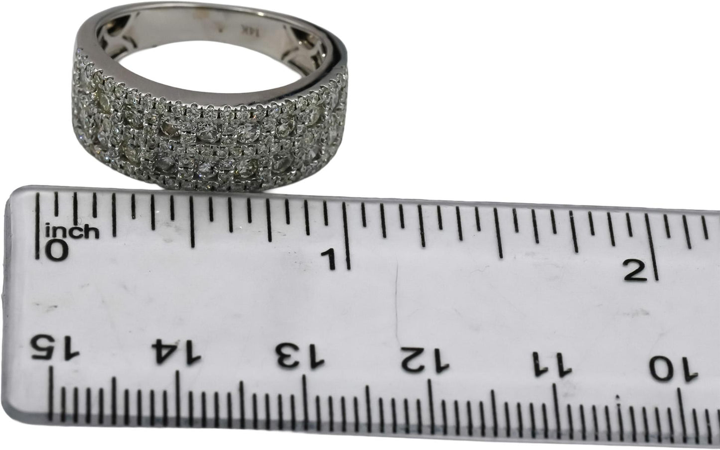 14k White Gold Round Diamond Cluster Band Ring 1.0CT Size 8