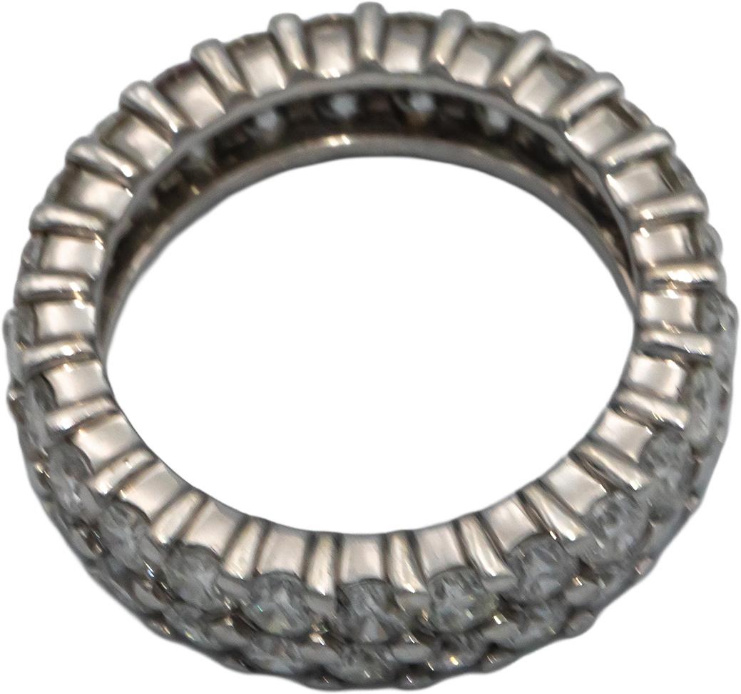 14k White Gold VS Diamond Two Row Eternity Band Ring 4.06CT Size 6.5