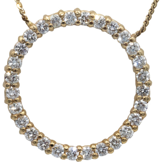 14k Yellow Gold 2.14CT VS Diamond Circle Fixed Pendant Necklace