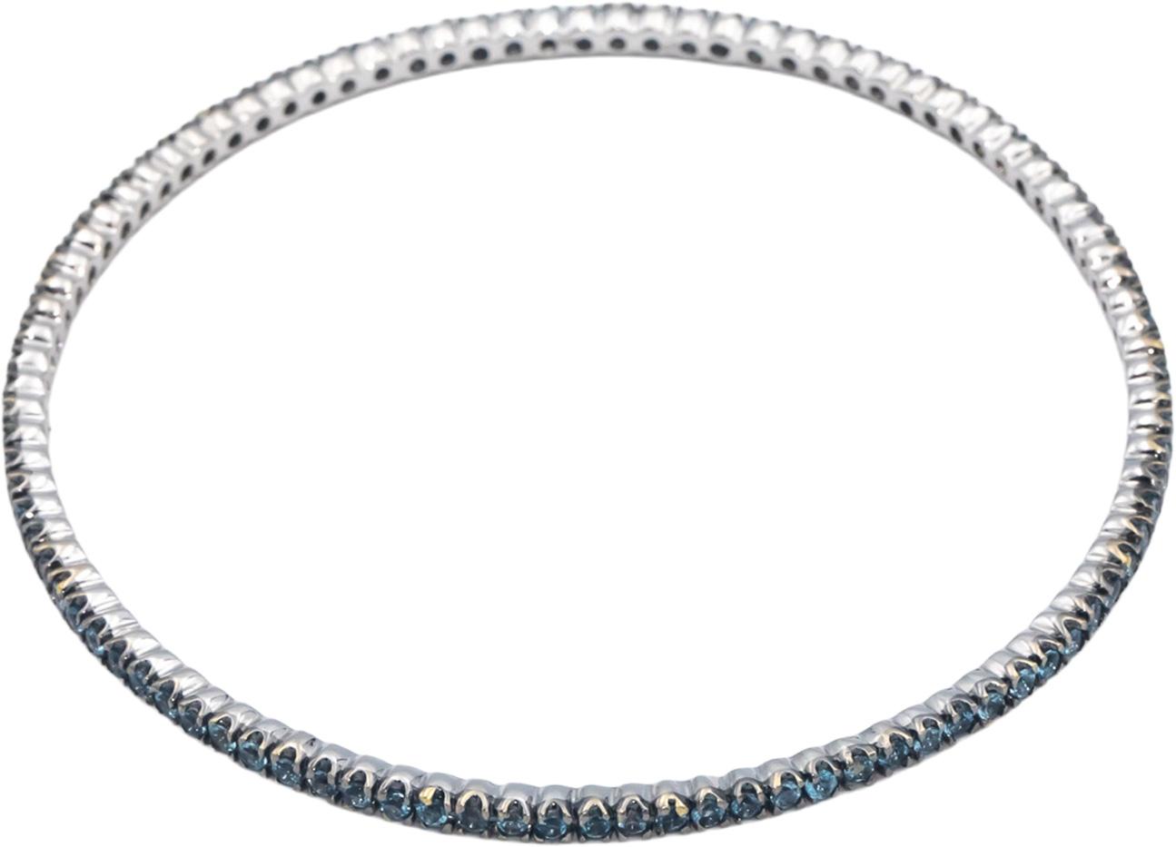 18k White Gold Round Aquamarine Stackable Bangle Bracelet 3.0CT