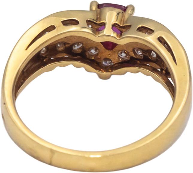 18k Yellow Gold 0.95CT Diamond and Ruby Band Ring Size 6.5