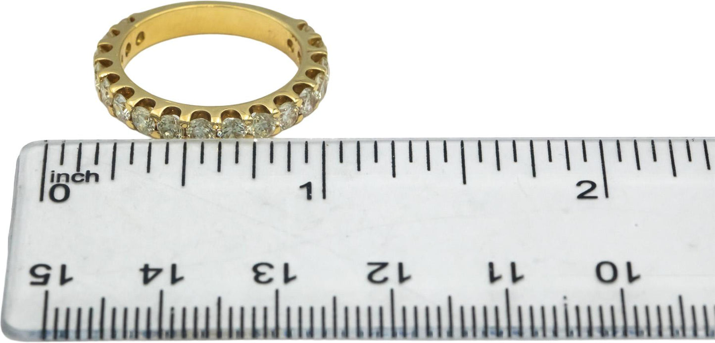 18k Yellow Gold 1.51CT Round Cut Diamond Half-Eternity Band Ring Size 6.5