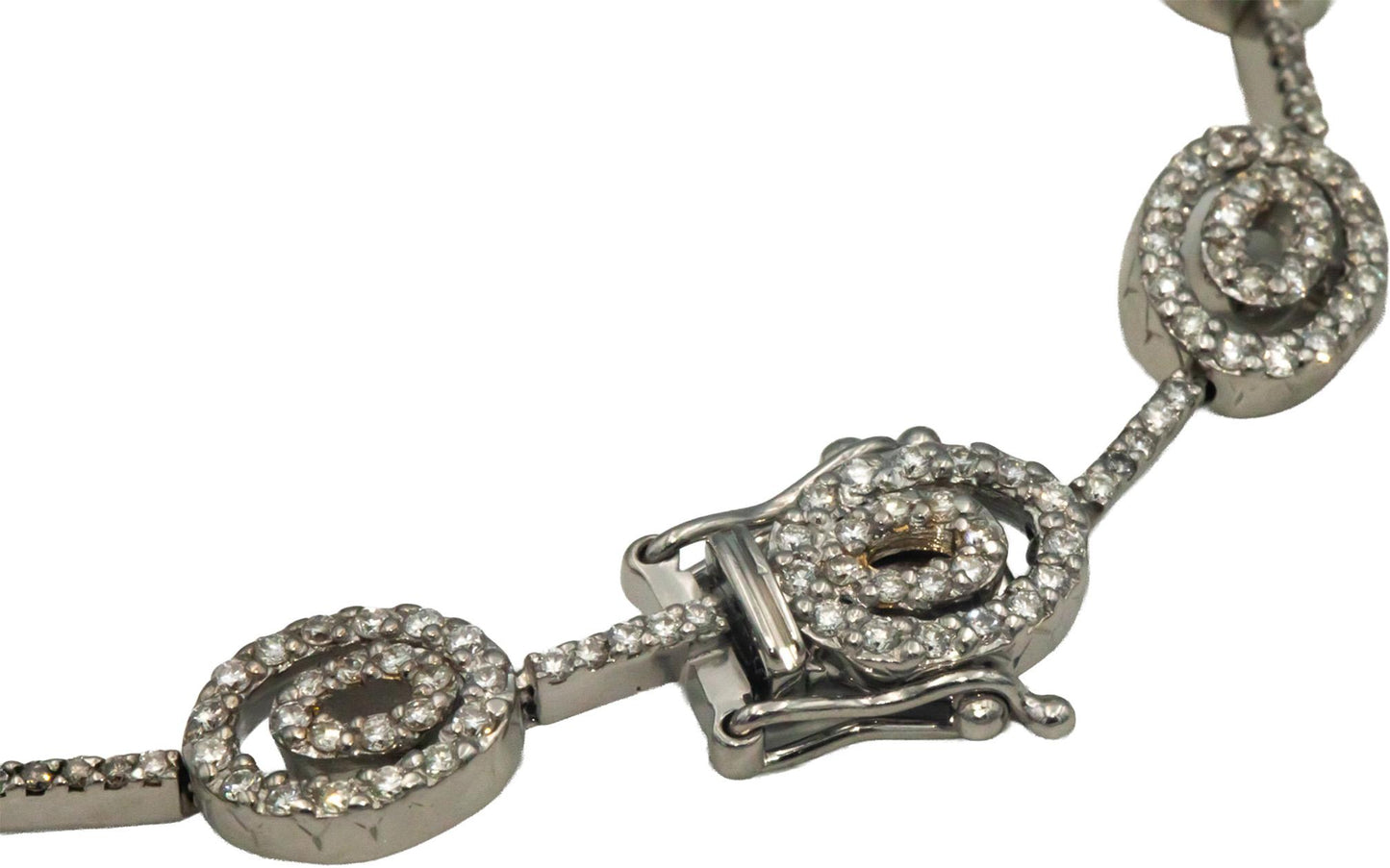 18k White Gold Jewelry Round Diamond Oval Link Bracelet 2.25CT