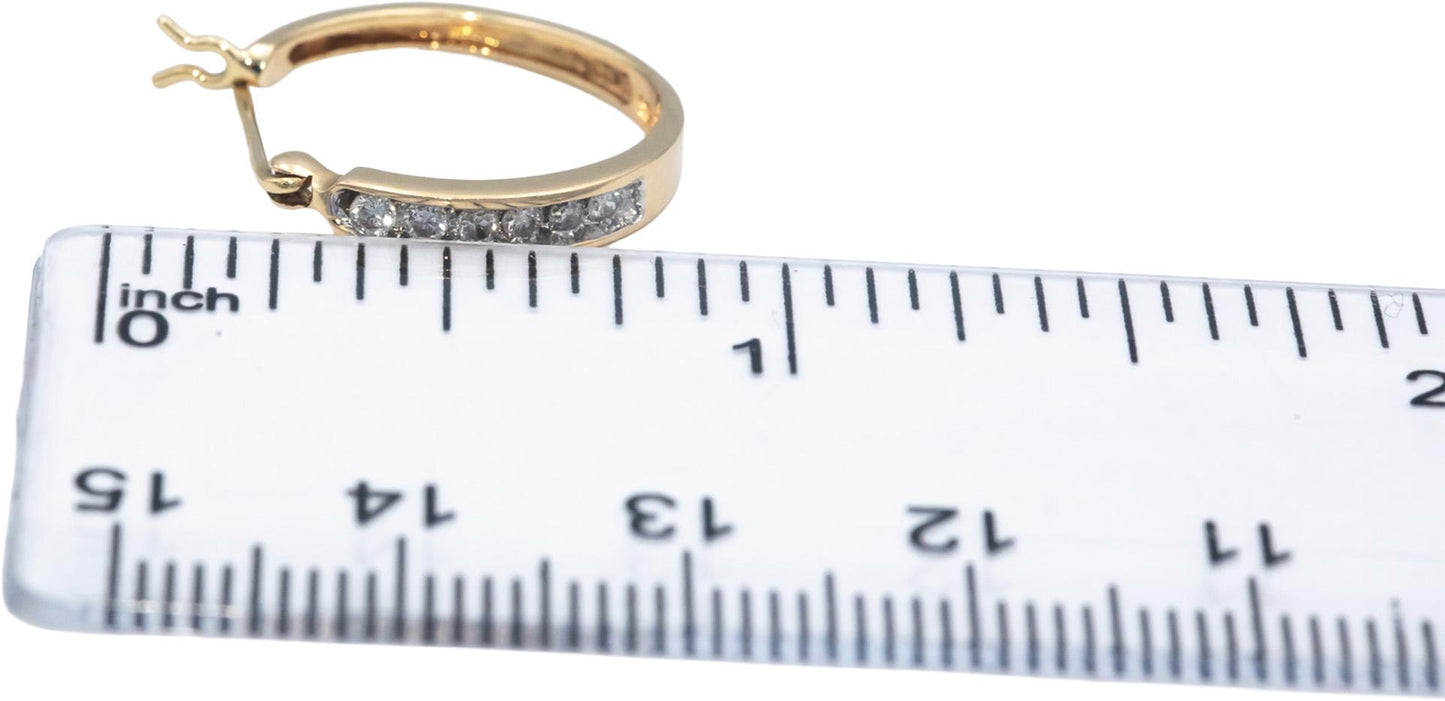 14k Yellow Gold Jewelry Round Channel Set Diamond Hoop Earrings 0.25CT