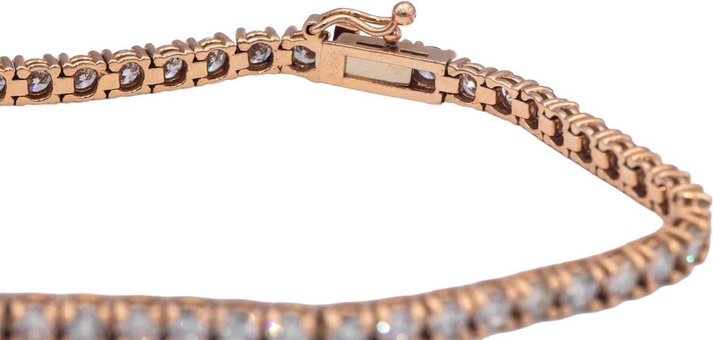 14k Rose Gold Jewelry Round Cut Prong Set Diamond Tennis Bracelet 5.06CT