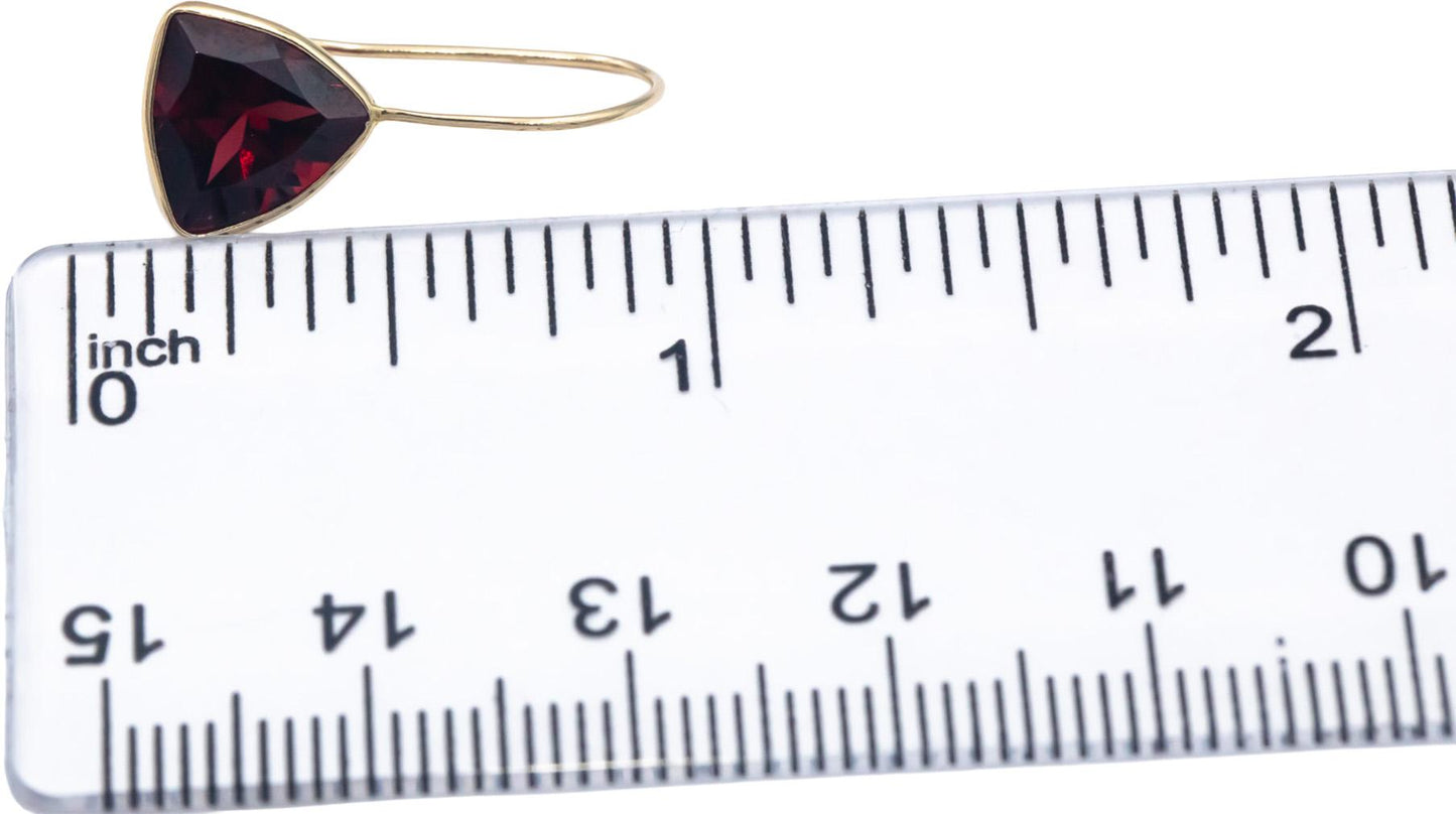 14k Yellow Gold Jewelry 3.0CT Trillion Cut Garnet Dangle Earrings