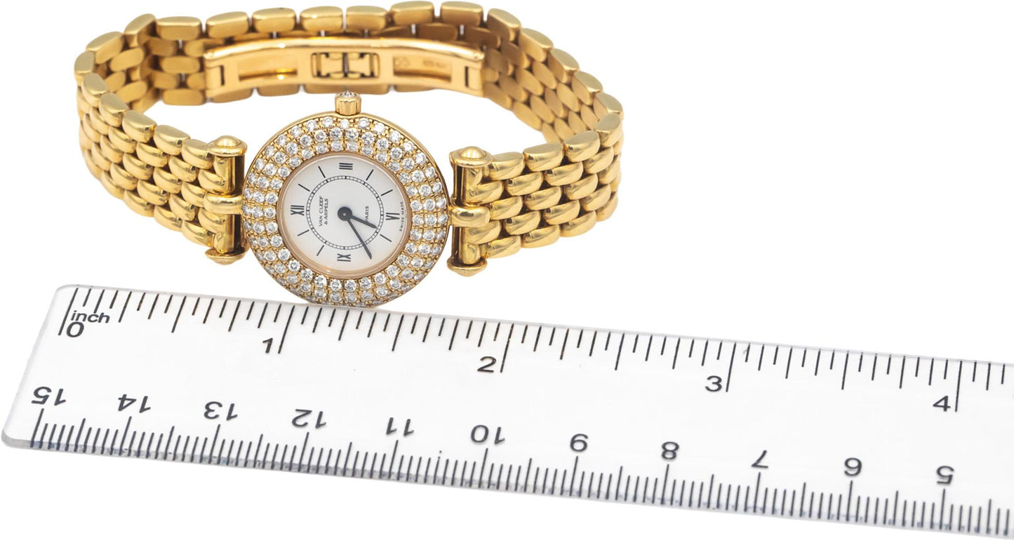 VAN CLEEF & ARPELS 18641-B3 18k Yellow Gold VS Diamond Bezel Quartz Watch 1.50CT
